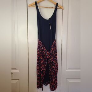 Anthropologie Bailey 44 Sleeveless Tie Front Sarong Dress Blue Red Leopard Sz XS